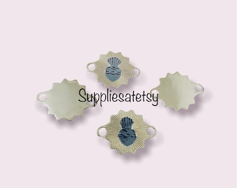 Conectores Sagrado Corazón-Ex votos Milagros metales mezclados Gunmetal oro coronado amuleto del sagrado corazón de Jesús-Detente Sangrado Corazón Jesús enlace