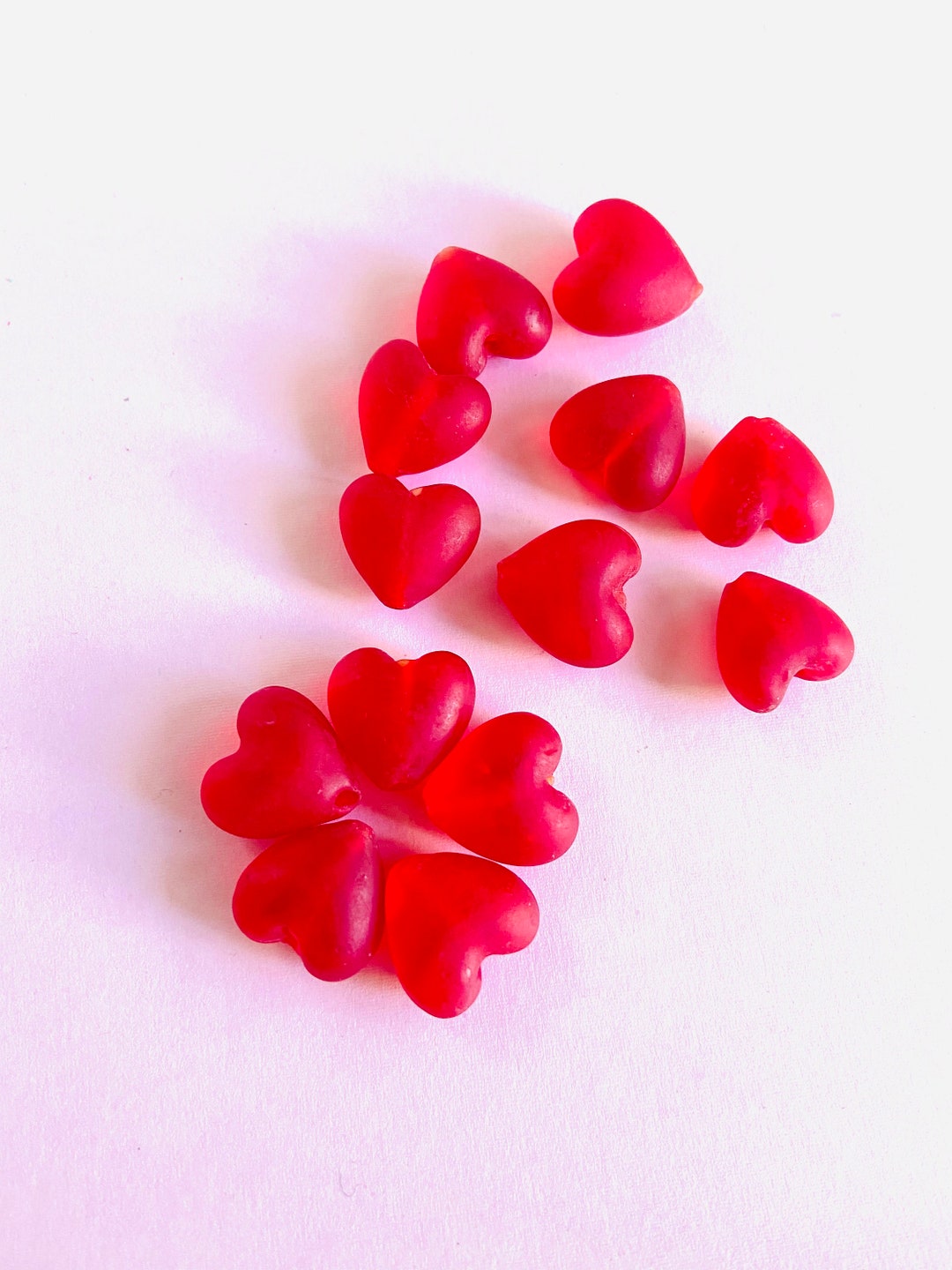 Red Heart Beadsglass Heart Beadsmate Frosted Red Heart Glass Beadred