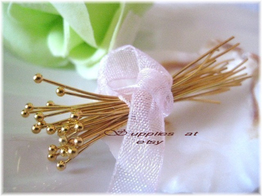 Sale Long Gold Ball Pins 35mm -fancy Gold Ball Round Head Pins Findings ...