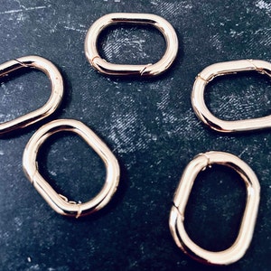 18k gold Plated Spring Gate Ring Clasps/oval Snap ring clasp/Push Gate ring/Charm Holder ring hoop-Key chain Jewelry chain-Trigger Clasp