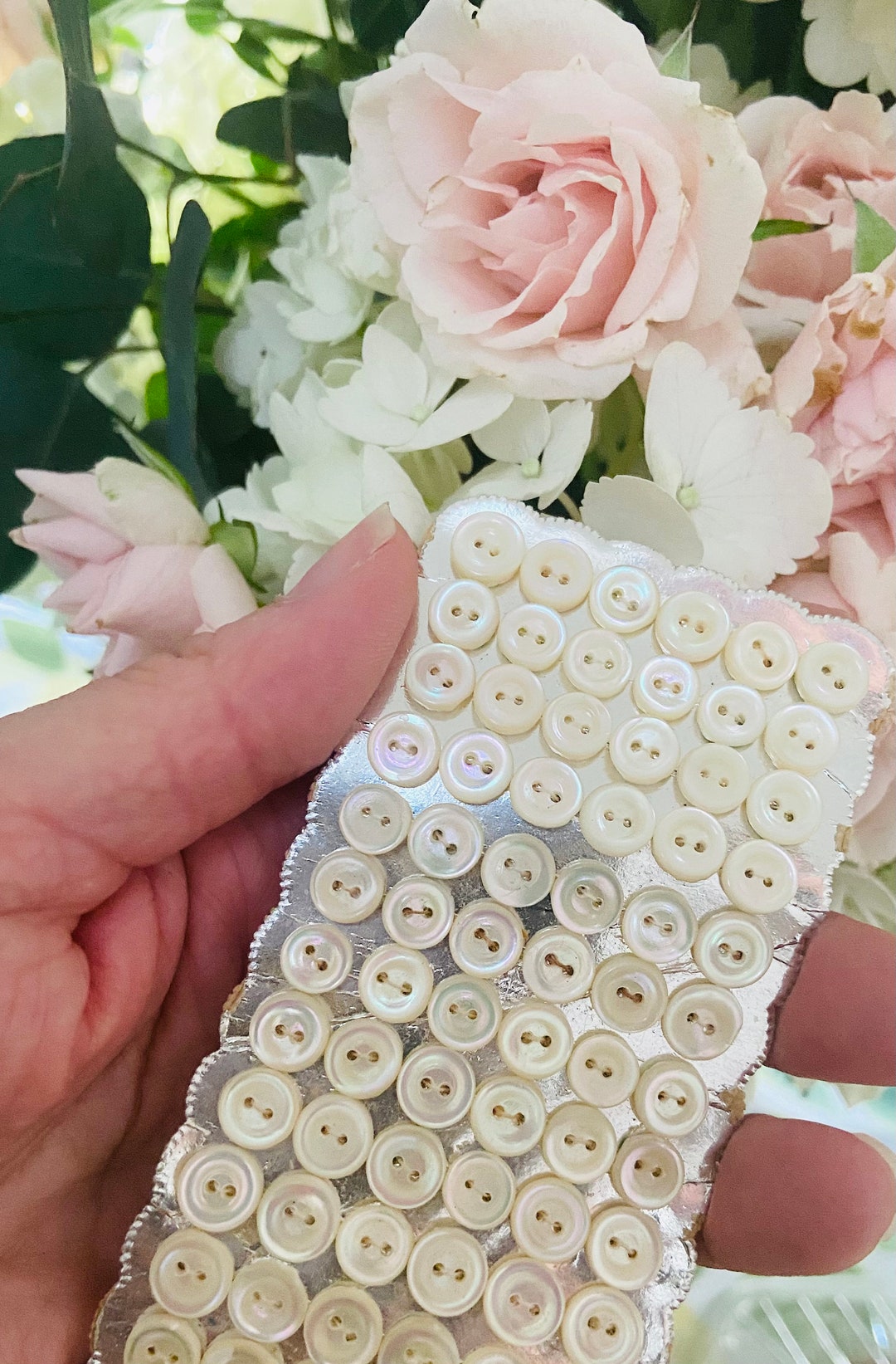 White Shell Button SALE Fine Vintage Genuine Mother of Pearl Buttons - Large Mop Button ...