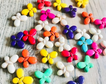 lot Off white colors butterfly Stone beads -butterflies beads, Howlite Stone Beads,Sample pack loose beads- hippie bohemian jewelry beads