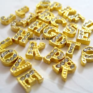 diy customized Initial Memory charms-Gold pave Letters Charm Flat back-Alphabet-Gold or silver DIY Personalize