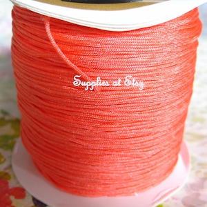Coral Silky Nylon cord bracelet/knotting/beading cord .8 mm 10 feet-Salmon like silky Great Quality DIY Macrame,Shambhala Bracelet
