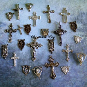 Sale Assortment Catholic Rosary Centerpiece and Crucifix-crucifixes-religious  Medal Connectors-silver Rosary Findings-diy Rosary Making Kit 