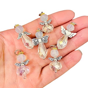 Mixed silver gold Angel Wing Pendant Beads-jewelry findings,crystal Angel pendants-Suncatcher Angel charms-spiritual charms-favors recuerdos
