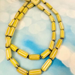 Yellow white Tribal glass chevron beads-mustard Red glass Beads, rustic glass Rainbow Beads-Fancy Ethnic tribal hippie beads