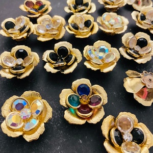 Vintage Rhinestone Swarovski Cristal de latón eslabones florales Cuentas-suministros de joyería-adornos de oro cabujones pendientes-anillos de bricolaje flores 3D flores
