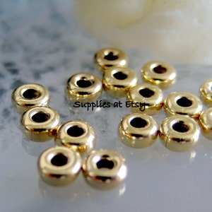 14k gold filled Spacer Beads-14k gold filled bead heishi cap,Saucer beads 3mm-14k Gf Fancy Heishi ring disc rondelle beads beading,findings image 2