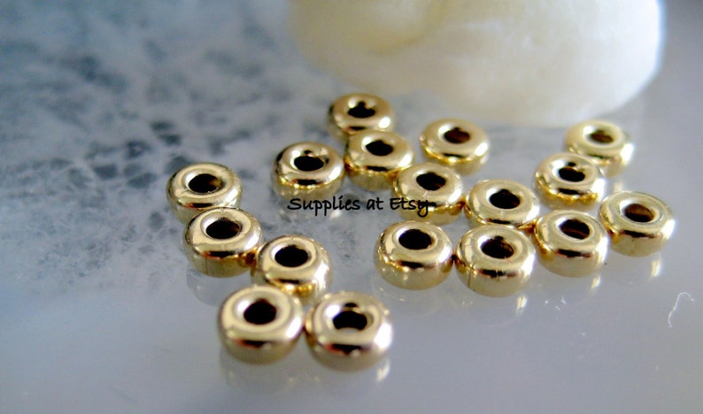 14k gold filled Spacer Beads-14k gold filled bead heishi cap,Saucer beads 3mm-14k Gf Fancy Heishi ring disc rondelle beads beading,findings image 2