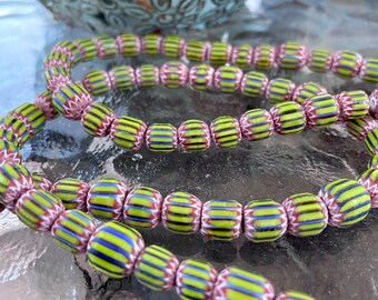 lot Tribal Red Green lime chevron beads-tubes white red cobalt glass Beads, rustic glass Rainbow Beads-Fancy Ethnic tribal hippie beads