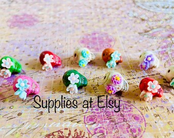 Sugar Skull Flower Eyes Charm-Halloween Sugar Skulls Pendants-Multi Colored skull Charms-dia de muertos Charms,Mexican Folk earrings making