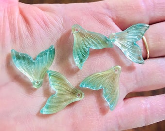 Lampwork mermaids tail glass beads-Pendan Tail beads- 2 tone green blue mermaid beads-sea glass beads-bohemian Beads-hippie beads