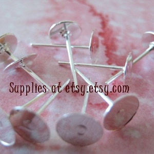 Special SALE   flat pad ear studs 12mm x 6mm silver tone-silver ear post-earstud DIY cabochoin setting