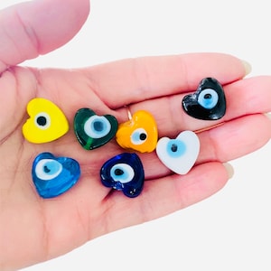 Assorted Evil Eye glass Beads-Heart Lampwork ojo glass Beads-Global Style glass Beads,Turkish evil eye-Hippie beads-Charm beads-amulet beads