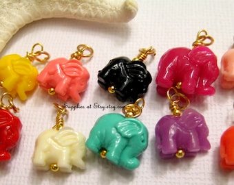 Elephant pendant-Interchangeable Earrings, DIY Earring Charms-DANGLE good lucky Charm Elephant beads-Elephant Amulet/Fetish Elephant charm