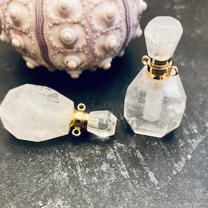 Crystal Quartz Stone Perfume Bottle pendant-Essential Oil diffuser Stone quartz Perfume Bottle Pendant-jewelry finding supplies-Diy favors