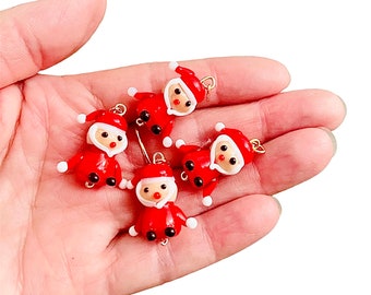 Lampwork Glass Retro Santa Clause charms beads-Xmas pendants-Santa charm beads pendants-whimsical charms Bohemian beads for DIY earrings