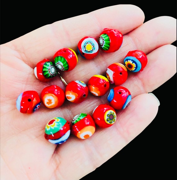 Vintage Millefiori Glass Beads-loose Fancy Floral Murano Beads