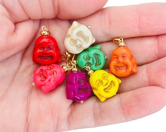 Zen mix colors Yoga Buddha pendants-stone Buddha charm-Jewelry Making Supplies-Prayer beads-Buddha head pendants-smiling Buddha pendants