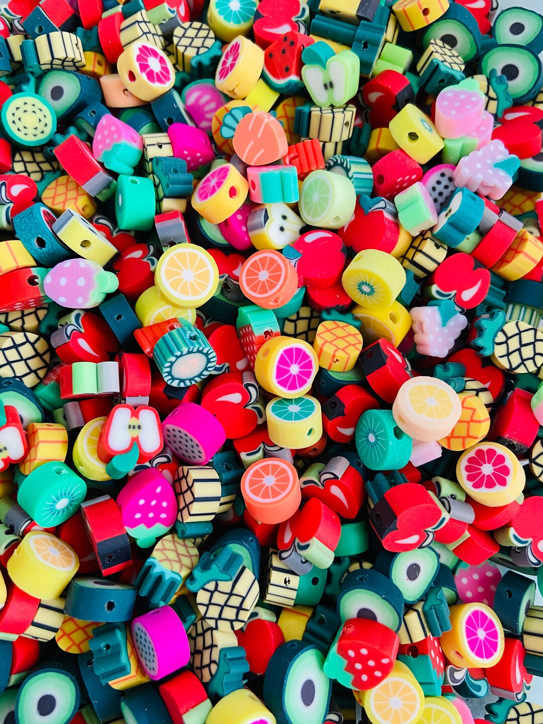 Sale Fruits Mix Polymer Clay Beadsveggies Flowers Beadscitrics Beads