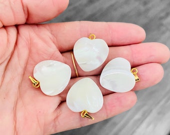 Off white Mop Heart charm-White Mother of pearl Heart Pendant-Madre Perla Corazon Dije-Shell Heart Pendant Charm-Diy jewelry supplies-boho