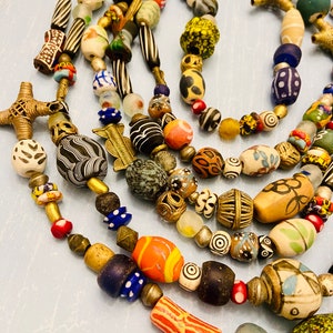 Mixed Tribal African glass rainbow beads-Rustic African metal glass Beads, rustic multicolored glass global Beads-assorted hippie beads