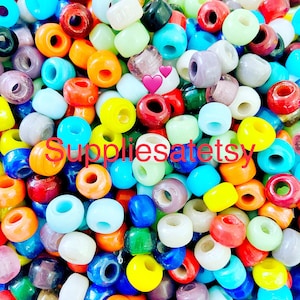 50 to 400 Rainbow pony Beads 9mm- Ethnic glass Crow Beads, roller bright colorful Christmas Beads 9mm-bulk mix summer pastel glass bead