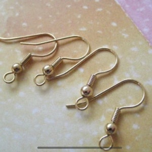 Plaqué Or 18 carats Fantaisie Or Français oreille fil-boucle d'oreille crochet fil d'oreille-simple 18k Plaqué Or laiton Hoop 18k Fish Hook-bijoux trouver