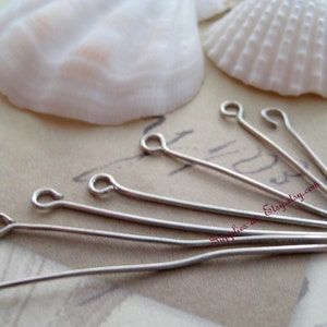 Big SALE silver stainless steel Eye pins-Diy Rosary components-Head silver Eye pins-wholesale round head pins Findings-jewelry supplies