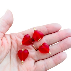 Red puffy heart Glass pendant-Red glass Heart charm pendant-friendship glass Heart pendant charms-jewelry supplies for diy necklace