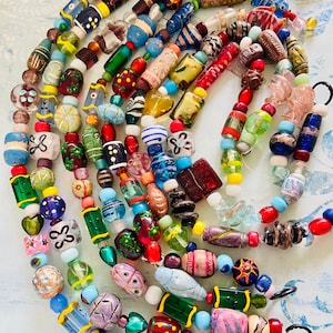 Lot Tribal Ethnic assortment glass rainbow beads-sample glass Beads, rustic multicolored recycled Ethnic Beads- assorted hippie beads sale