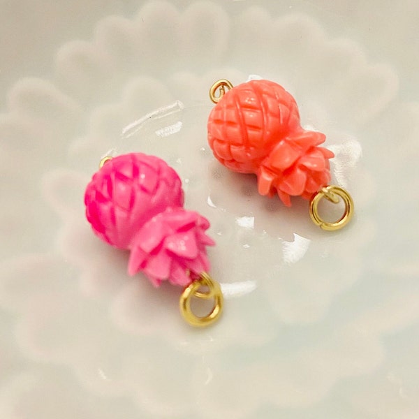 Synthetic Coral Pineapple pendants-carver fruit charms-coral hot pink Pineapple pendant-Carved fruit findings-petal flowers-jewelry supplies