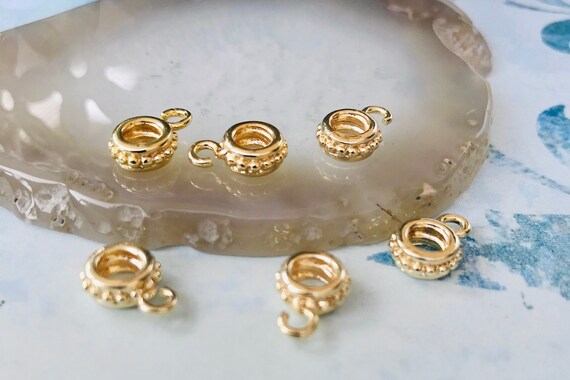 200PCS Ring Links Bail Beads - 18K Gold Plated Stainless Steel Jewelry Making Supplies