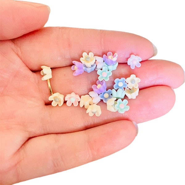 SALE sample flower Cabochons -Minnie bloom cabs Flat back (pastel Assorted Colors pack) -Center piece Flowers-resin daisy cabochon beads