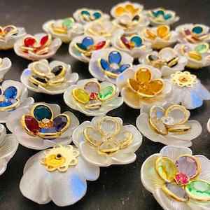 Vintage Swarovski flor de cristal Rhinestone enlaces conectores-suministros de joyería-embellecimiento cabujones pendientes-anillos de bricolaje-3d flores enlaces