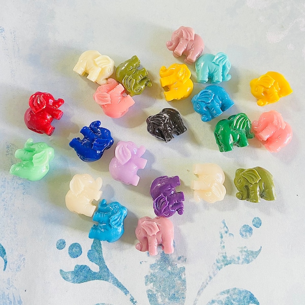 Ships from USA Miniature good luck Elephant beads -carver Elephant beads Charm Amulet-hippie beads,bohemian, jewelry supplies findings