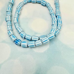 Tribal  ethnic glass chevron beads-Blue white glass Beads, rustic glass Rainbow Beads-Fancy Ethnic tribal hippie beads