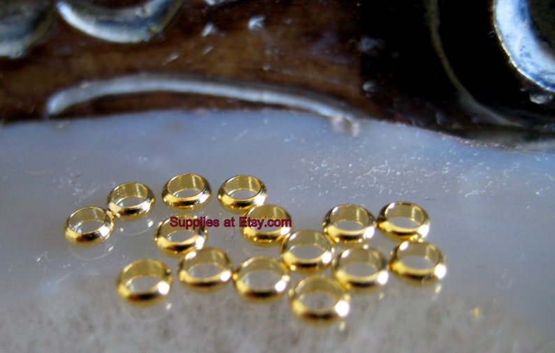 Ring beads 3mm-Gold plating Fancy Heishi rondelle beads beading,findings 18k gold plated Rondells-Electroplated Spacer Beads-gold bead cap