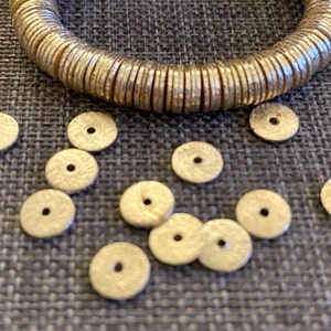 Gold plated heishi spacers beads/gold plated heishi records Beads-flat brushed gold plated disc spacer beads-gold records beads-findings