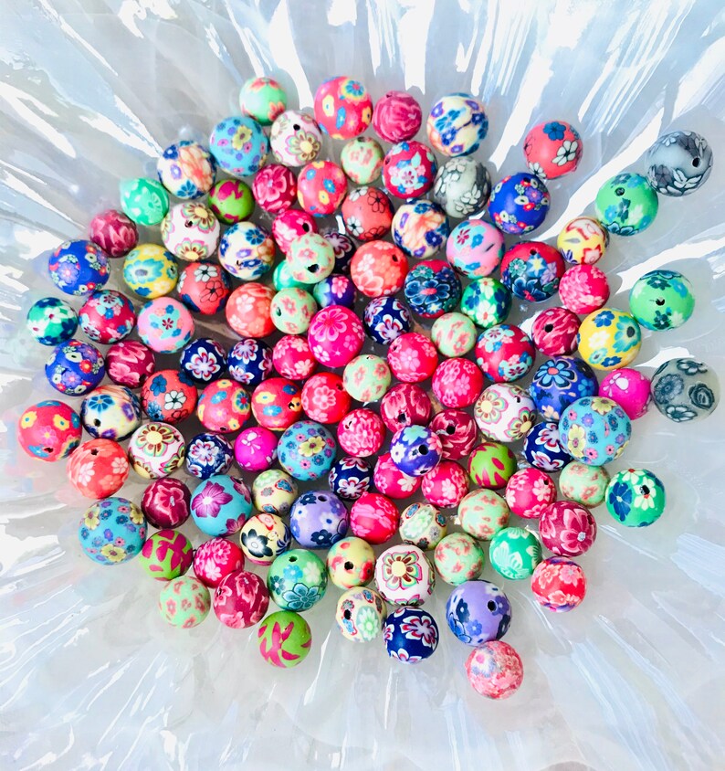 Sale Sample Pack Clay Beadsassorted Floral Polymer Clay Beads Etsy