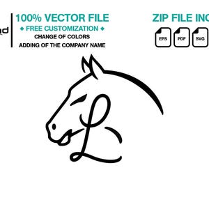 Letra L Logotipo de caballo negro Diseño de logotipo de cabeza de caballo SVG Logotipo de caballo Vector Logotipo de caballo