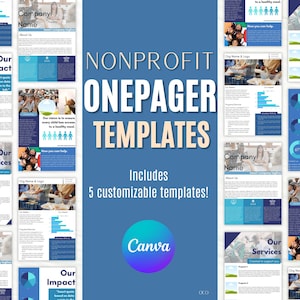 Non-Profit One Pager-Vorlagen-Bundle, anpassbare Canva-Vorlagen, Kurzzusammenfassung, Folgenabzeichnung, Handout-Zusammenfassung, Programmauswertung
