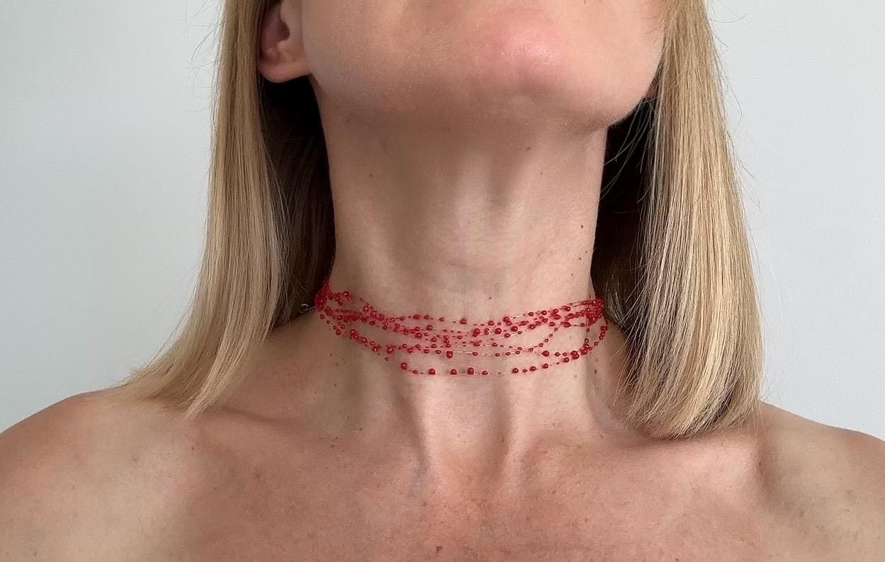 4 Colliers Ras Du Cou Goutte De Sang Pour Halloween - Rouge Vif, Plastique, Accessoire Déguisement - 7