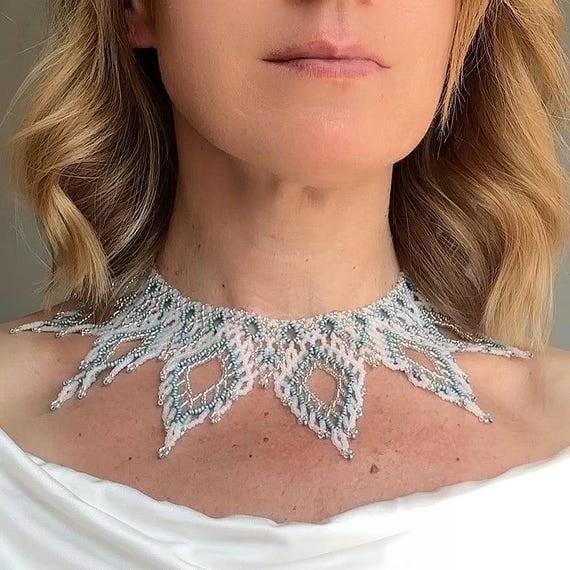 Beaded Necklace, Beaded Bib Necklace, Women display picture 3