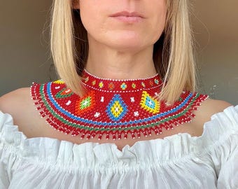 Collana ucraina Ricamo ucraino Gioielli con perline Gerdan ucraino Gioielli etnici ucraini Gioielli tradizionali ucraini Folklore