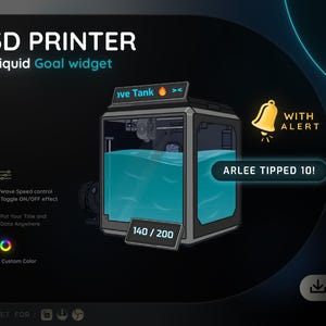 Widget Liquid Goal pour imprimante 3D | StreamElements, OBS, Twitch Overlay (téléchargement numérique)