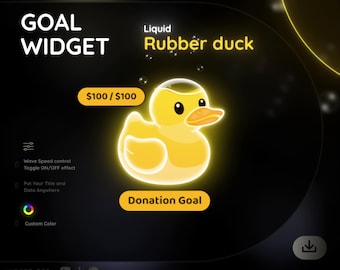 Rubber Duck Liquid Filling Goal Widget for StreamElements & Streamlabs | Twitch Goal Overlay |