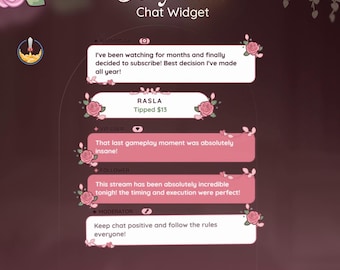 Floral Rose Pink Chat Widget | StreamElements Overlay (Digital Download)