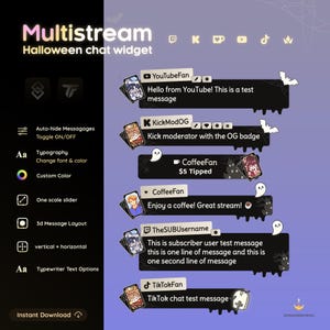 Dark Halloween Multi Chat Widget – Twitch, YouTube, Kick & TikTok Multistream Chat | StreamElements